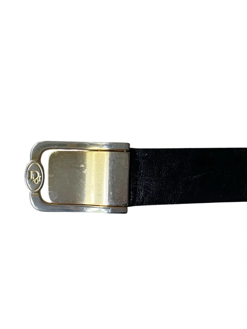 Vintage Christian Dior Reversible Black/Brown Belt w/Gold-Tone Buckle
